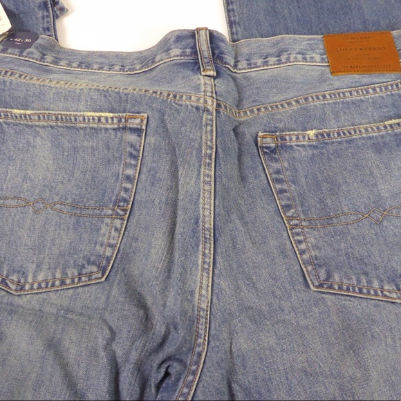 Lucky Brand 181 Relaxed Straight Denim Jeans NWT Whiskered / Distressing - Picture 6 of 8